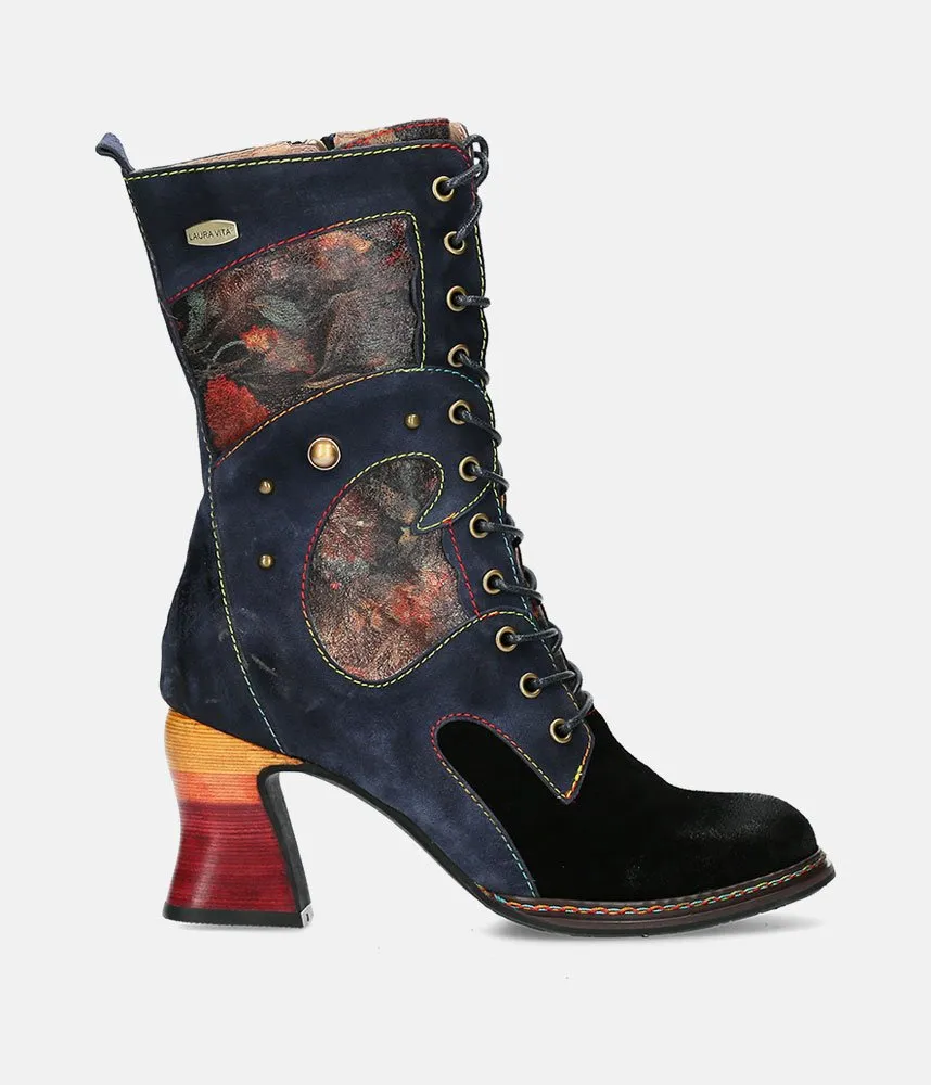Laura Vita Fabulous Navy Multi Midi Boots