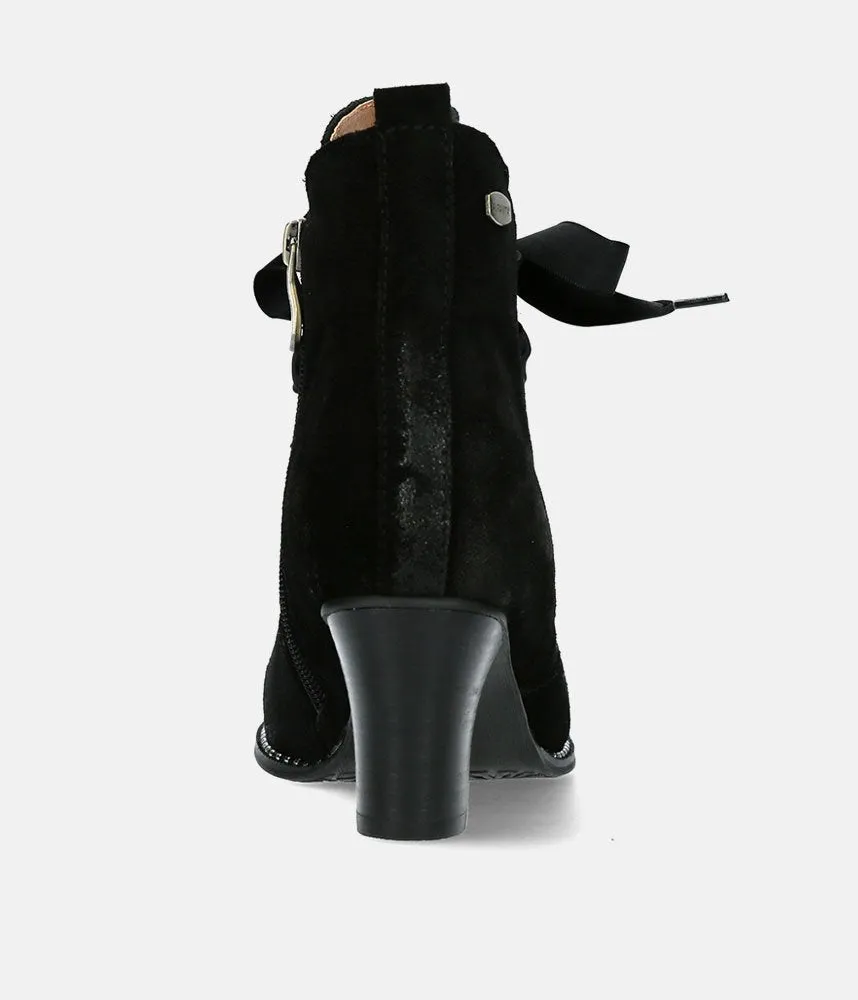 Laura Vita Plush Black Suede Ankle Boots