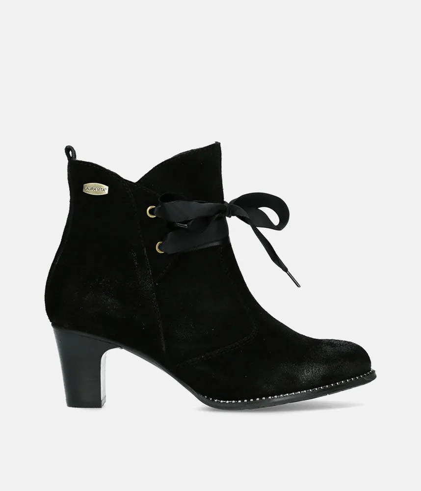 Laura Vita Plush Black Suede Ankle Boots