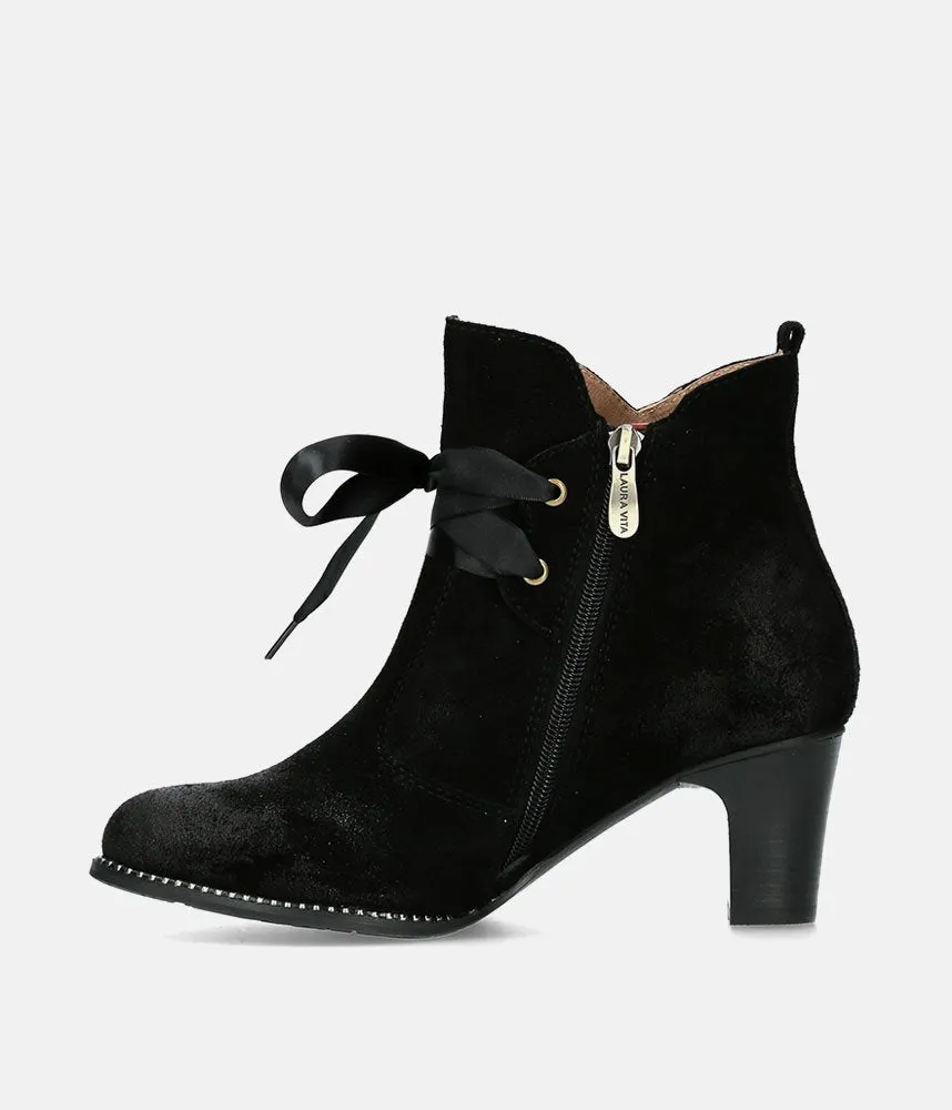 Laura Vita Plush Black Suede Ankle Boots