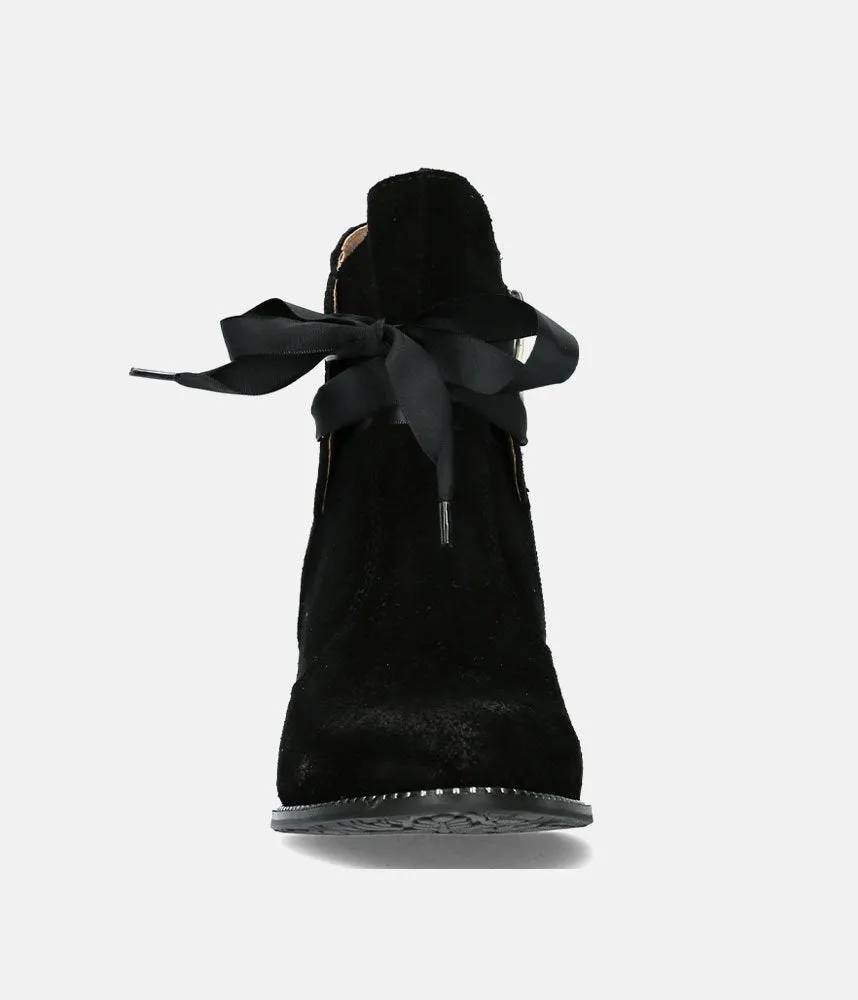 Laura Vita Plush Black Suede Ankle Boots