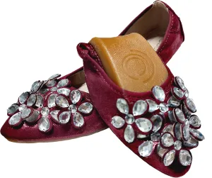 Lauthen.S Women Foldable Ballet Flats, Pointed Toe Wedding Rhinestone Slip on Flat Shoes