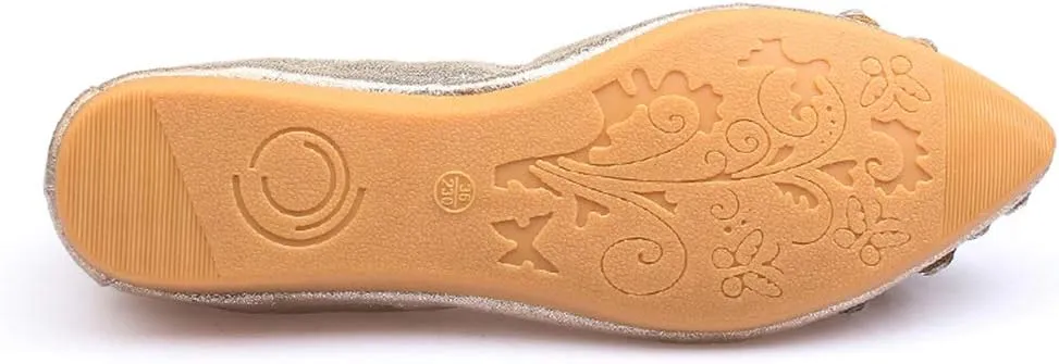 Lauthen.S Women Foldable Ballet Flats, Pointed Toe Wedding Rhinestone Slip on Flat Shoes