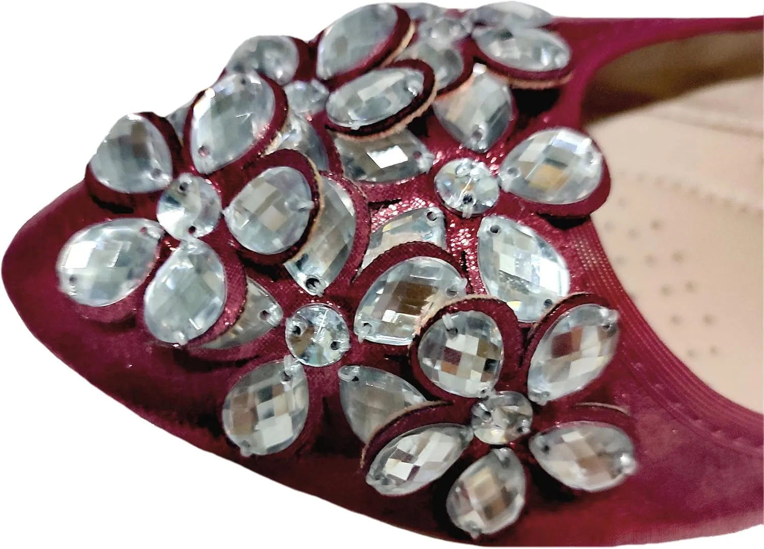 Lauthen.S Women Foldable Ballet Flats, Pointed Toe Wedding Rhinestone Slip on Flat Shoes