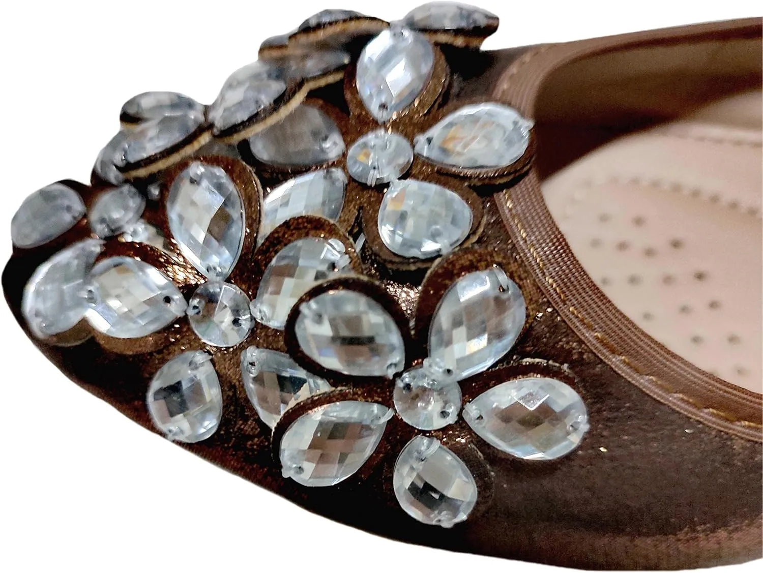 Lauthen.S Women Foldable Ballet Flats, Pointed Toe Wedding Rhinestone Slip on Flat Shoes