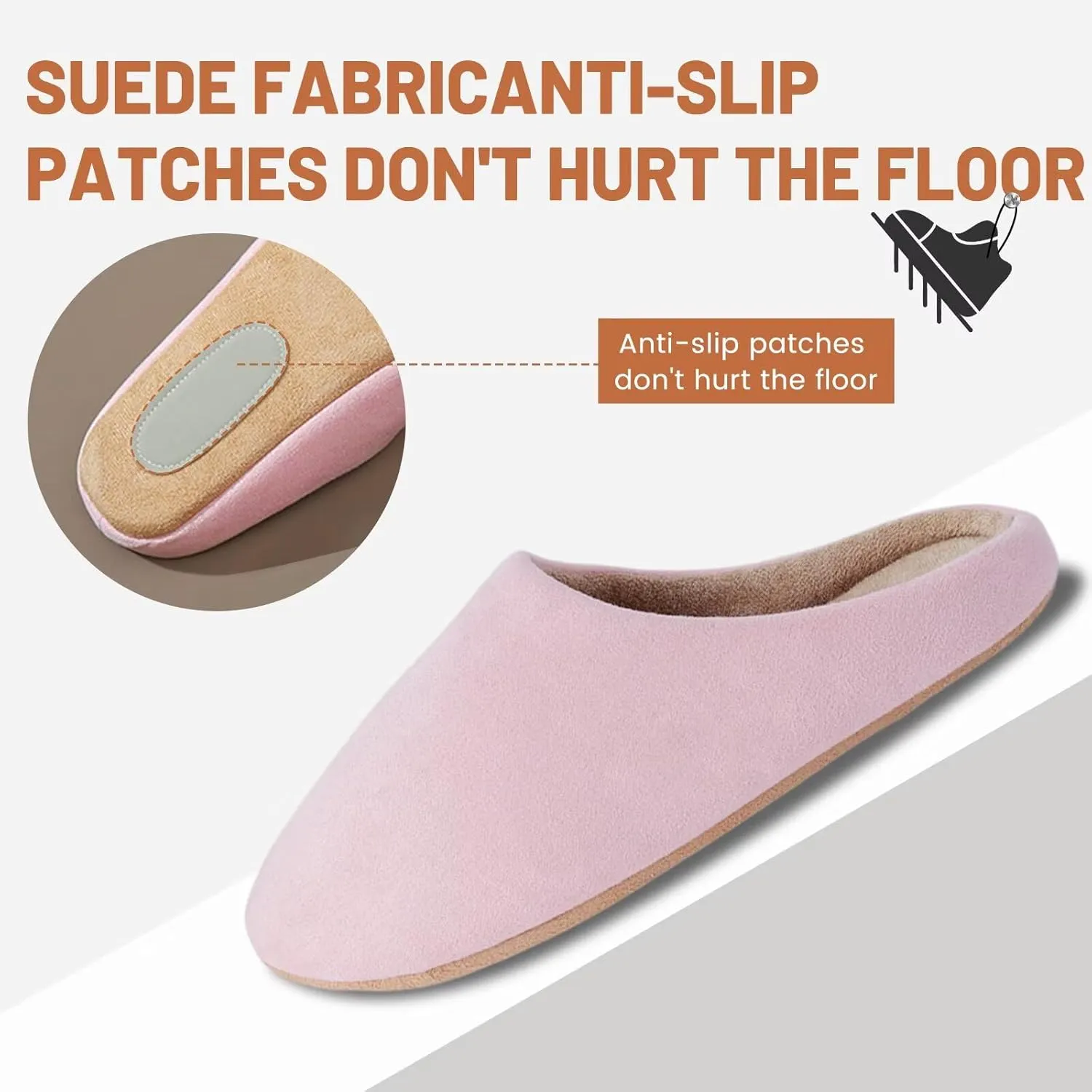 LBF Womens Fuzzy House Slippers All Season Non Slip Indoor Slip-On Breathable Lightweight Quiet Sole Cozy Soft Comfort for Home