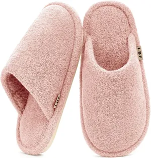 LBF Women's Fuzzy House Slippers Non-Slip Winter Warm Indoor Cozy Soft Memory Foam Slip-On Lightweight Slippers for Women