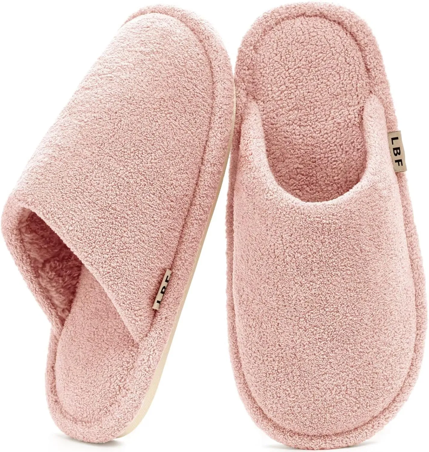 LBF Women's Fuzzy House Slippers Non-Slip Winter Warm Indoor Cozy Soft Memory Foam Slip-On Lightweight Slippers for Women