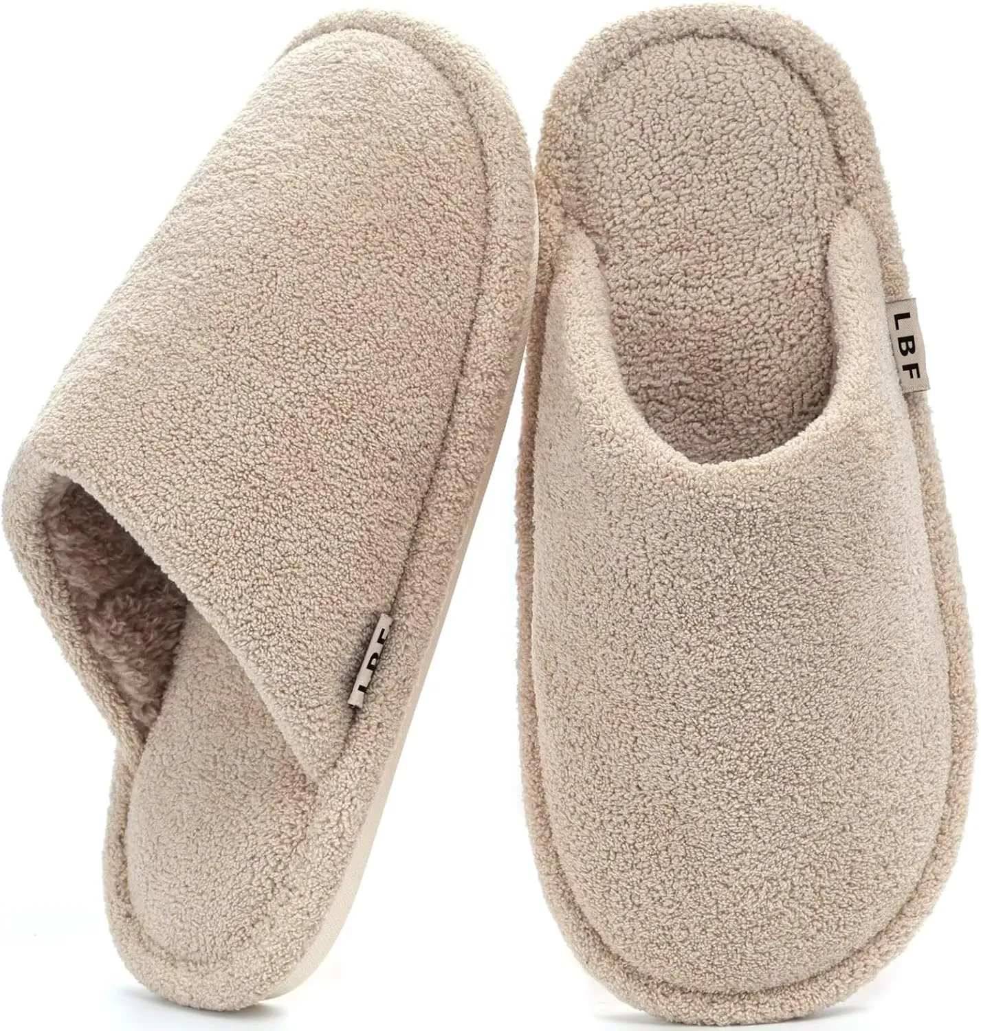 LBF Women's Fuzzy House Slippers Non-Slip Winter Warm Indoor Cozy Soft Memory Foam Slip-On Lightweight Slippers for Women