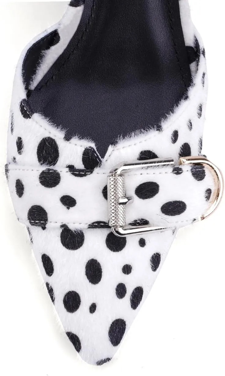 Leopard Kitten Heels Pointed Toe Slingback Heels for Women Closed Toe Pumps with Buckle