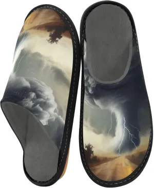 Lightning Sandstorm House Slippers for Women,Mens Fuzzy Slippers,Soft Comfy Memory Foam Non-slip Indoor & Outdoor House Shoes-25