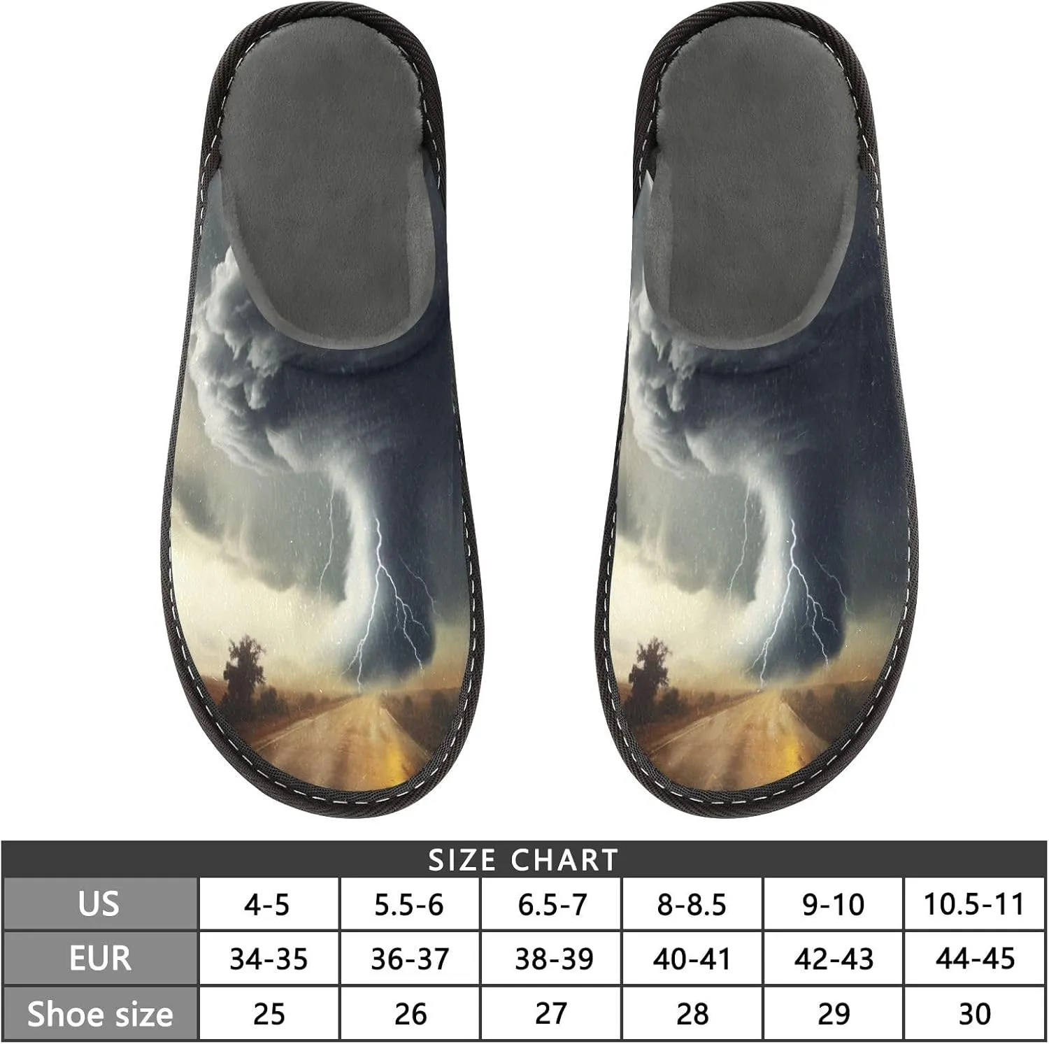 Lightning Sandstorm House Slippers for Women,Mens Fuzzy Slippers,Soft Comfy Memory Foam Non-slip Indoor & Outdoor House Shoes-25