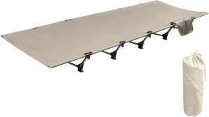 Lightweight Aluminum Alloy Camping Cot, Camping Cots Foldable for Adults, Portable Carry Bag, Supports 150 KG, Portable Camping Bed for Adults for Camping Hiking Travel Home Khaki