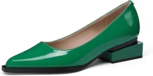 LingxiaUne Shoes for Women Fashion Forward Elegant Dressy Womens Pumps and Loafers with Low Chunky Heel and Sleek Pointed Toe Design Fashion Forward