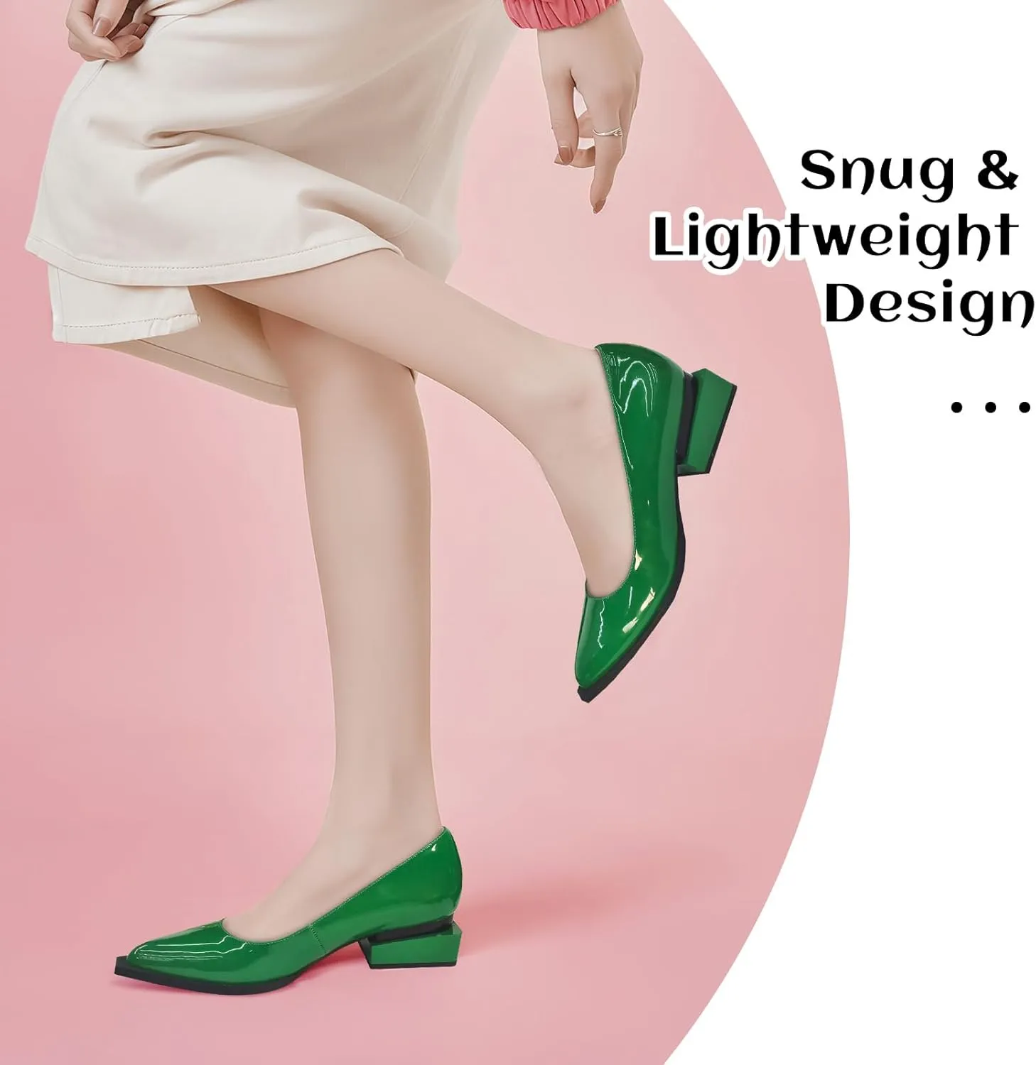 LingxiaUne Shoes for Women Fashion Forward Elegant Dressy Womens Pumps and Loafers with Low Chunky Heel and Sleek Pointed Toe Design Fashion Forward