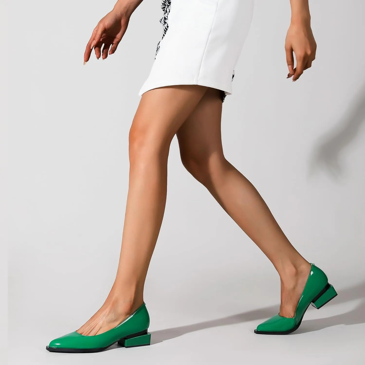 LingxiaUne Shoes for Women Fashion Forward Elegant Dressy Womens Pumps and Loafers with Low Chunky Heel and Sleek Pointed Toe Design Fashion Forward