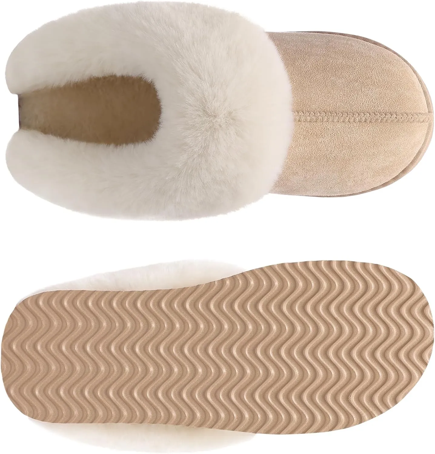 Litfun Fuzzy Platform Slippers for Women Comfy Winter House Shoes with Memory Foam Indoor Outdoor