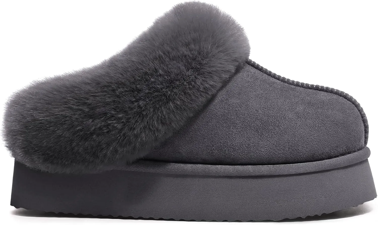 Litfun Fuzzy Platform Slippers for Women Comfy Winter House Shoes with Memory Foam Indoor Outdoor
