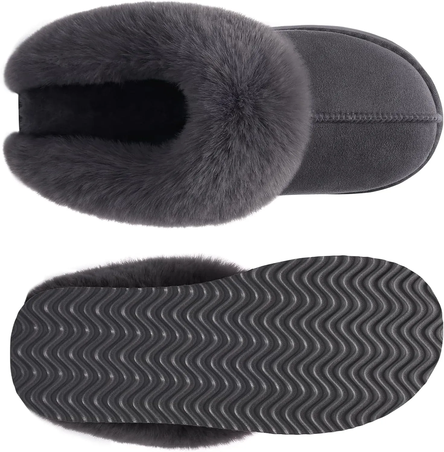 Litfun Fuzzy Platform Slippers for Women Comfy Winter House Shoes with Memory Foam Indoor Outdoor