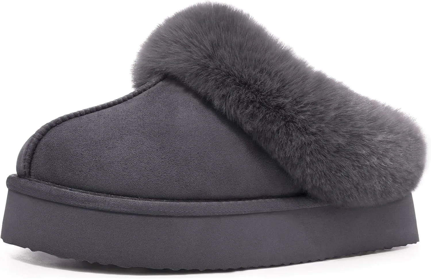 Litfun Fuzzy Platform Slippers for Women Comfy Winter House Shoes with Memory Foam Indoor Outdoor