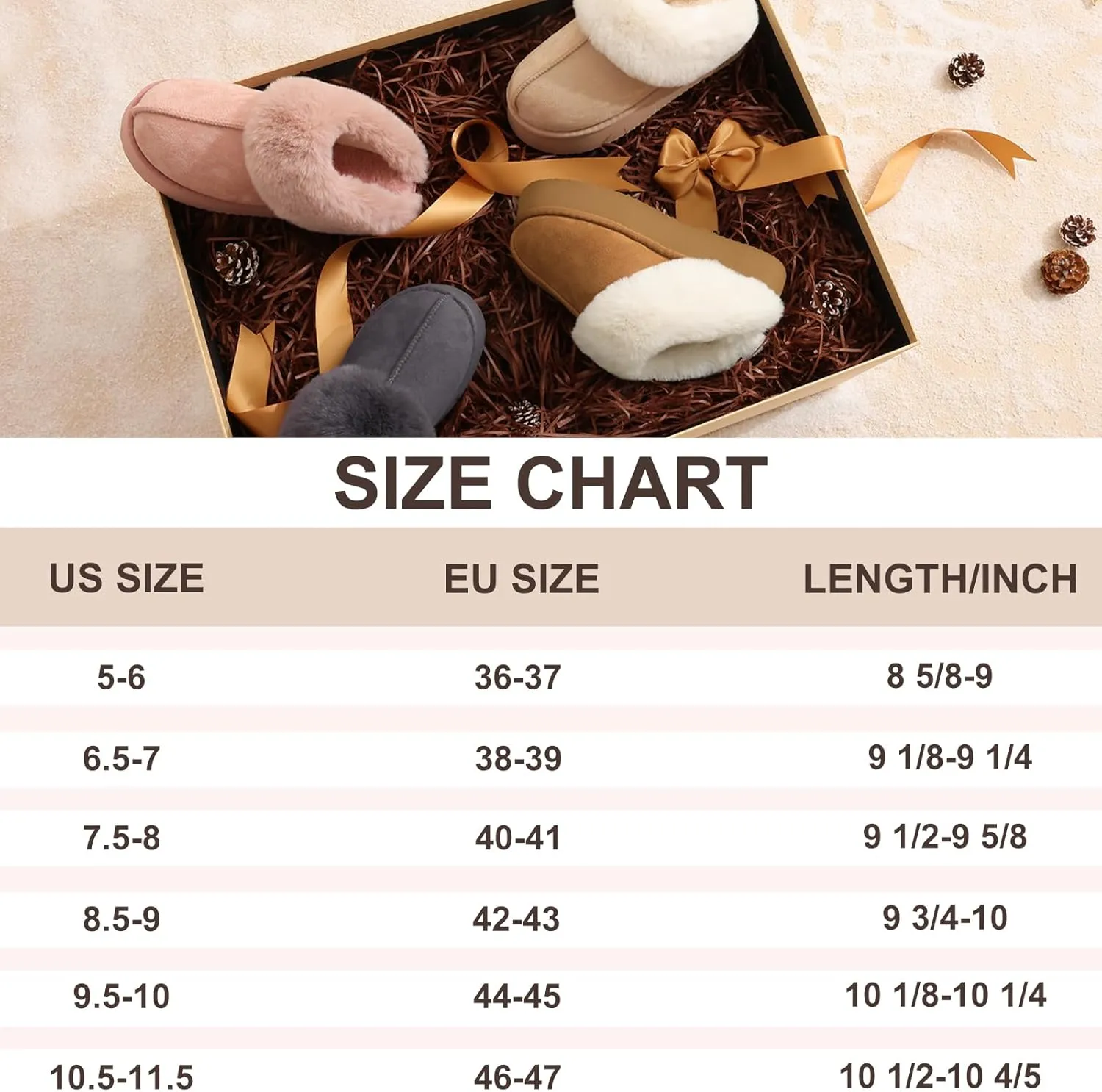 Litfun Fuzzy Platform Slippers for Women Comfy Winter House Shoes with Memory Foam Indoor Outdoor
