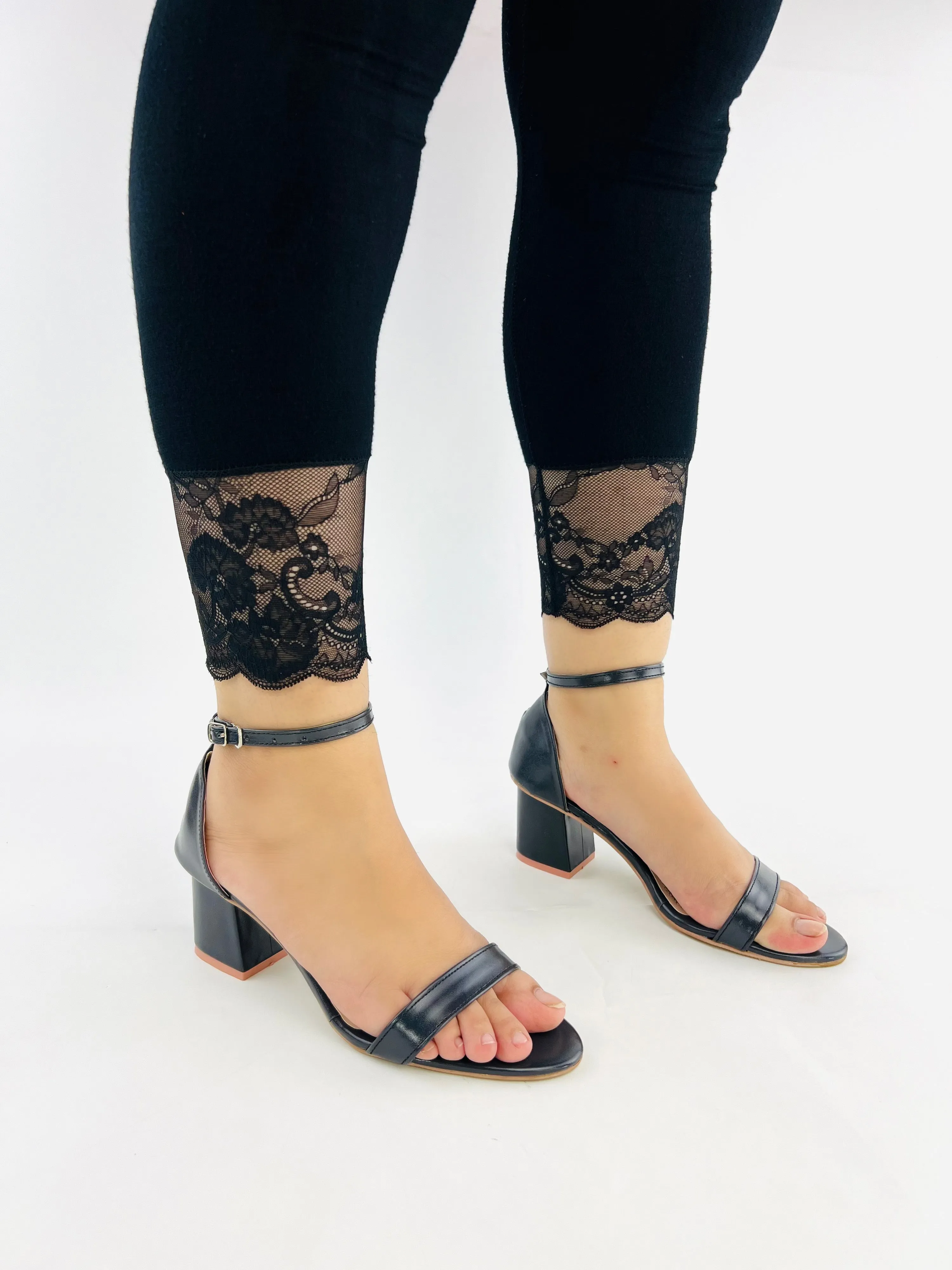 Liza Black Open Toe Chunky Block Heel Sandals-11031
