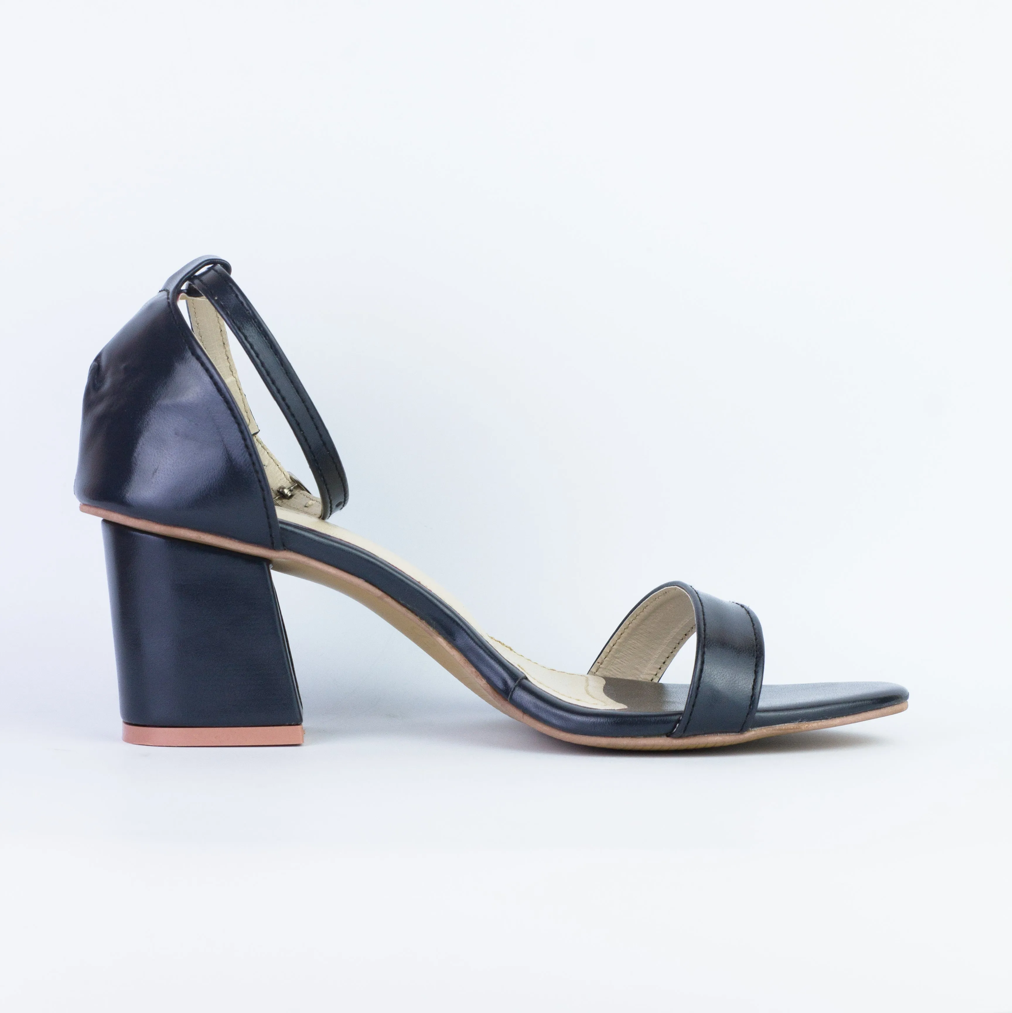 Liza Black Open Toe Chunky Block Heel Sandals-11031