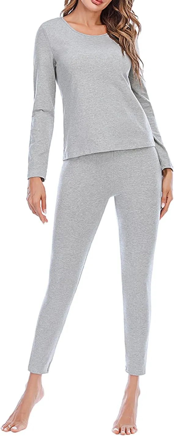 Locachy Cotton Thermal Underwear for Women Ultra Soft Long Johns Top & Bottom Set