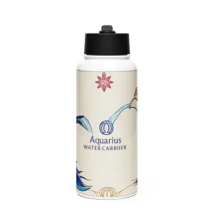 Lucky Charm Aquarius Stainless steel water bottle with a straw lid 32 oz