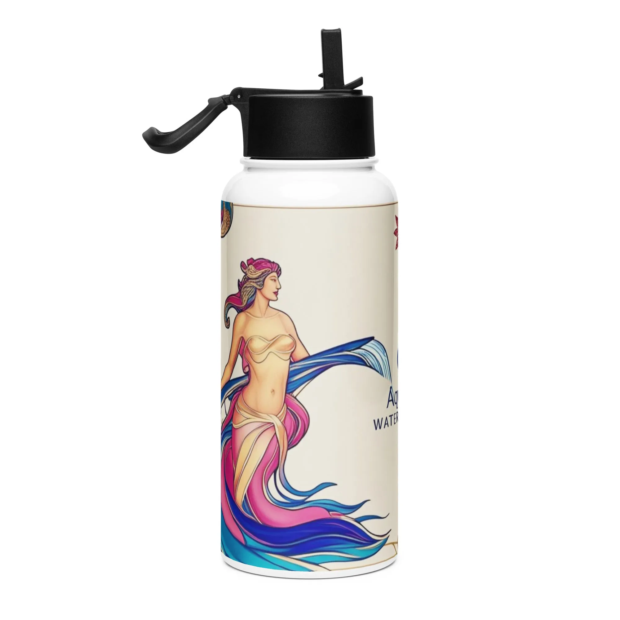 Lucky Charm Aquarius Stainless steel water bottle with a straw lid 32 oz