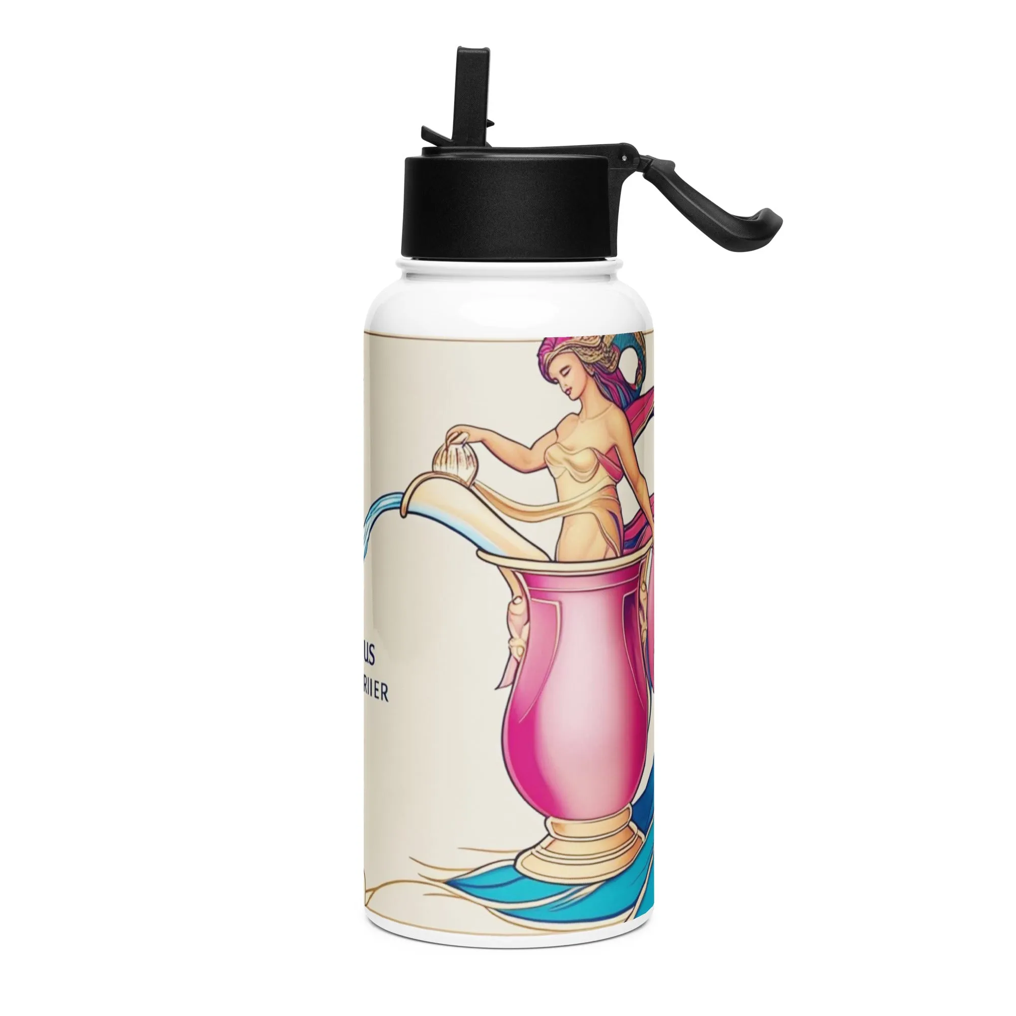 Lucky Charm Aquarius Stainless steel water bottle with a straw lid 32 oz