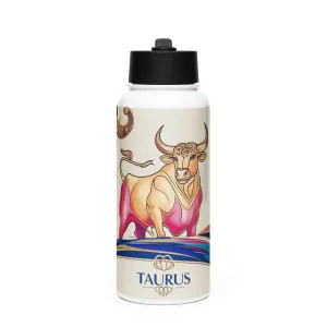 Lucky Charm Taurus Stainless steel water bottle with a straw lid 32 oz