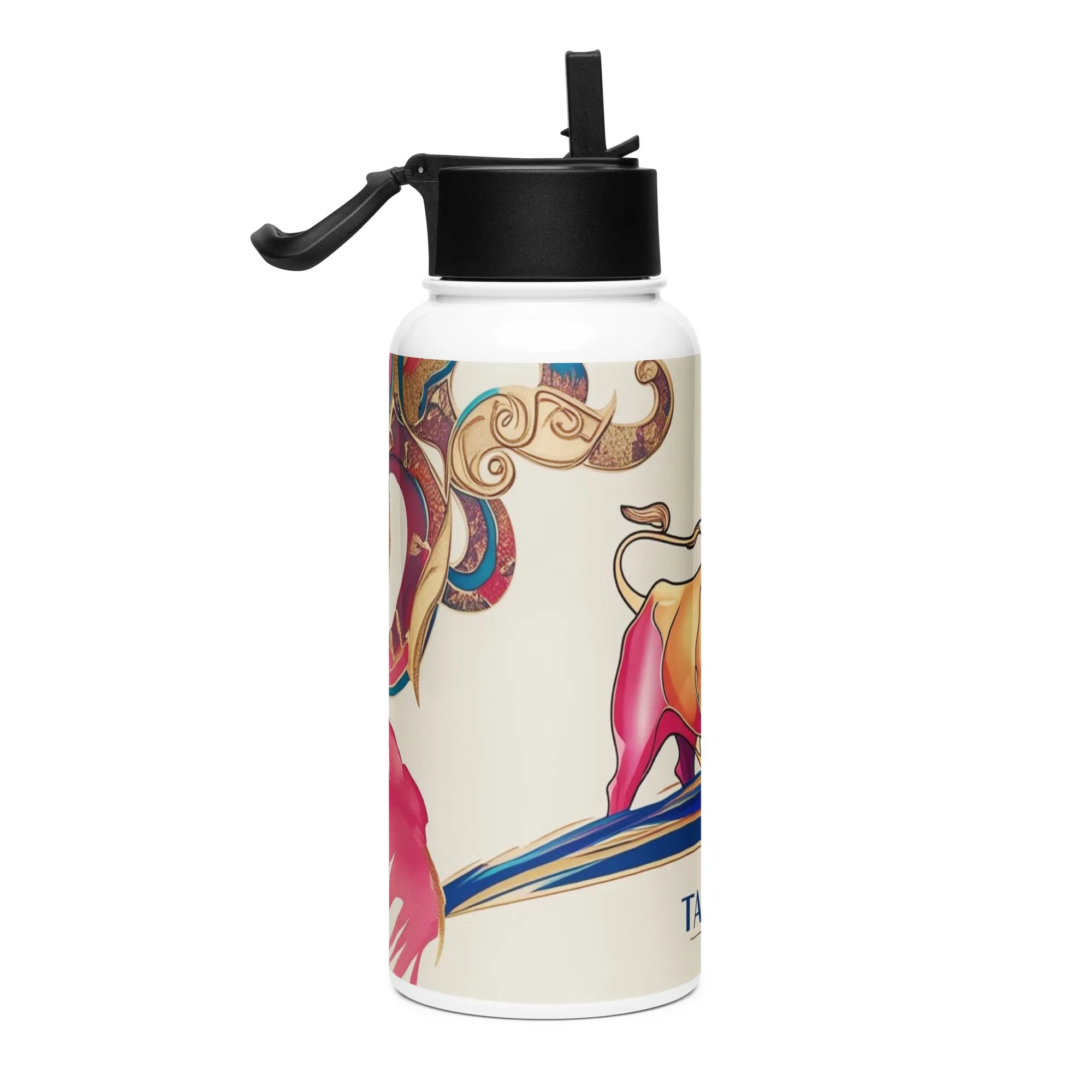 Lucky Charm Taurus Stainless steel water bottle with a straw lid 32 oz