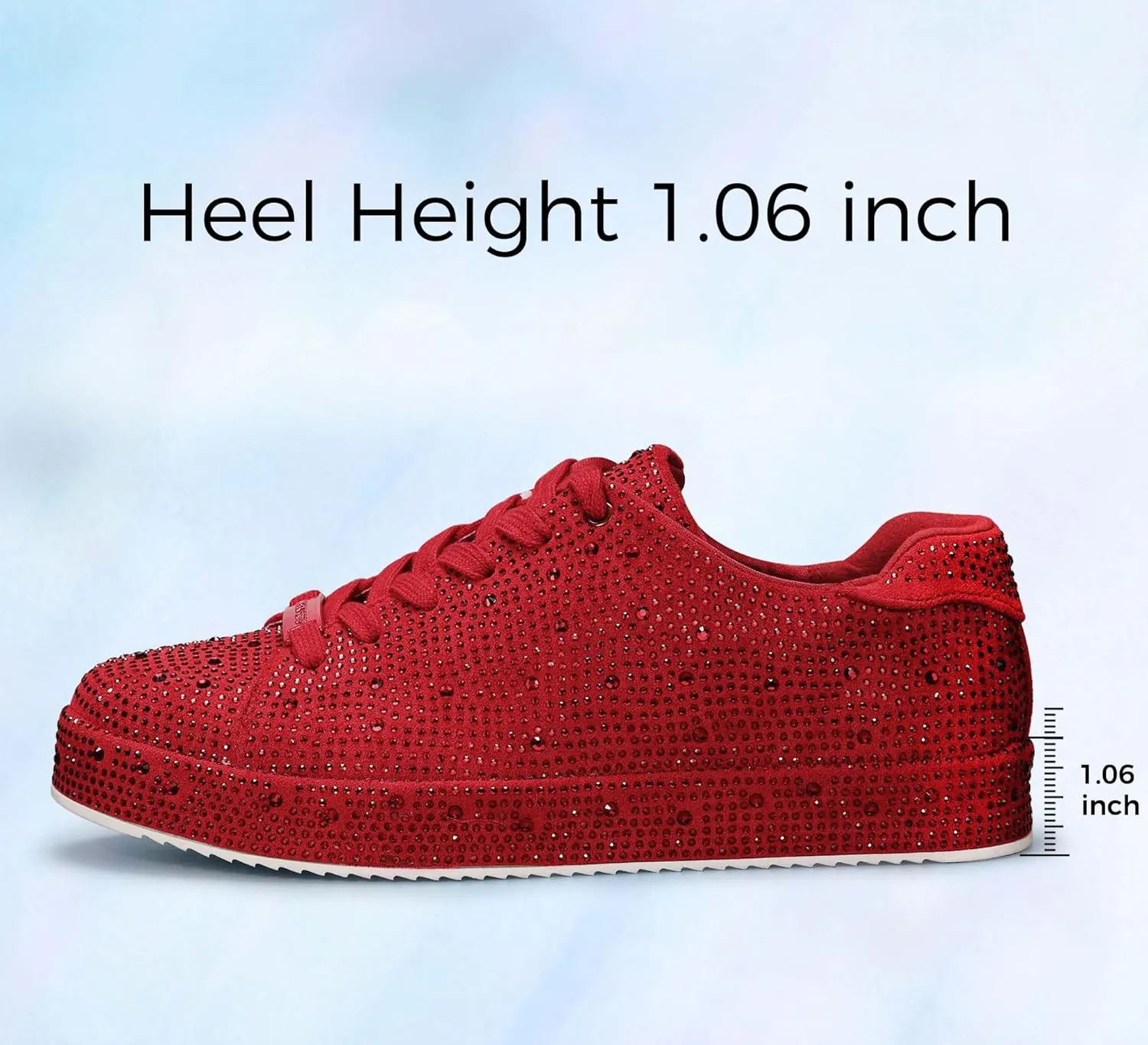 LUCKY STEP Platform Rhinestone Fashion Glitter Sneakers | Sparkly Bling Bedazzled Wedding Bridal Shiny Shoes for Women