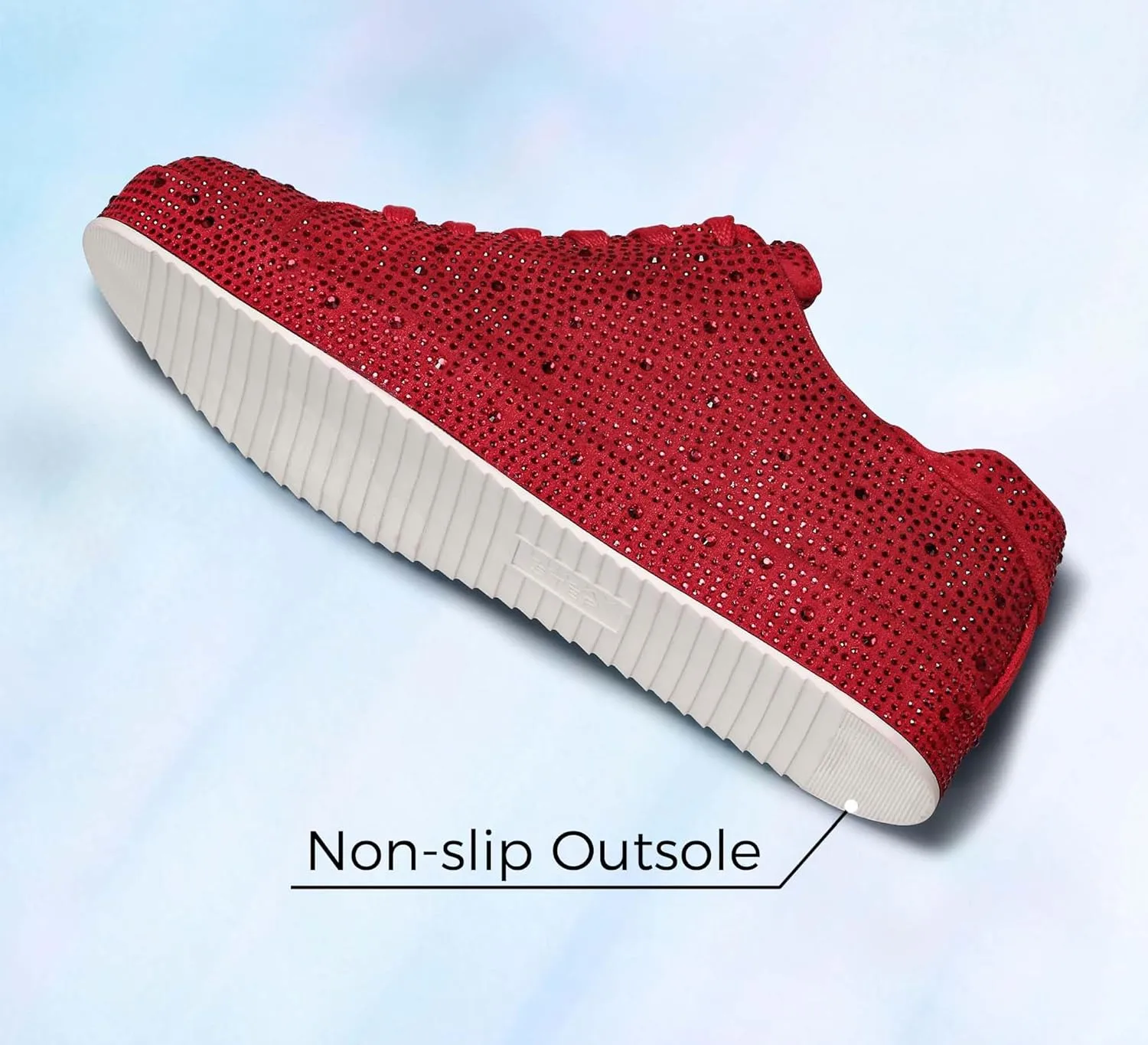 LUCKY STEP Platform Rhinestone Fashion Glitter Sneakers | Sparkly Bling Bedazzled Wedding Bridal Shiny Shoes for Women