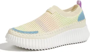 LUCKY STEP Platform Sneakers for Women Slip on Knit Chunky Fashion Casual Retro Braided Tennis Lightweight Walking Shoes