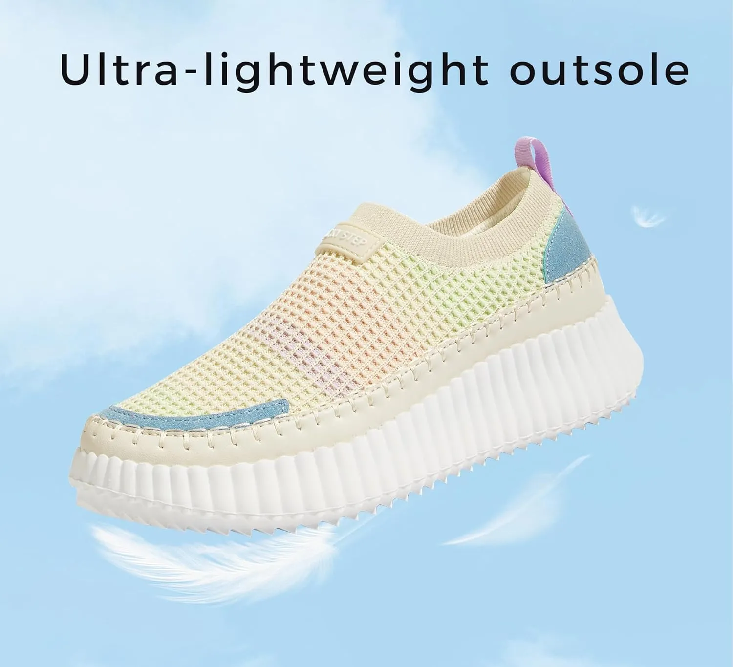 LUCKY STEP Platform Sneakers for Women Slip on Knit Chunky Fashion Casual Retro Braided Tennis Lightweight Walking Shoes