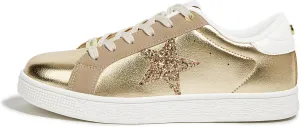 LUCKY STEP Women's Fashion Star Sneaker Lace Up Low Top Comfortable Cushioned Walking Shoes