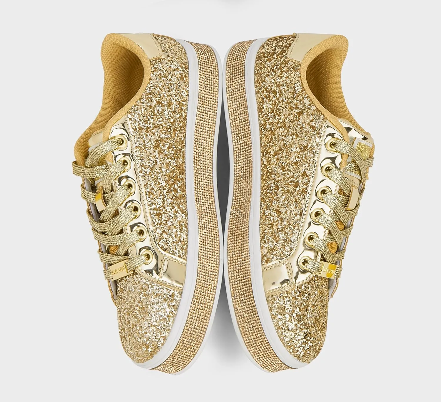 LUCKY STEP Women's Platform Glitter Sneakers | Sparkly Bling Shiny Dressy Bedazzled Wedding Bridal Fashion Walking Shoes