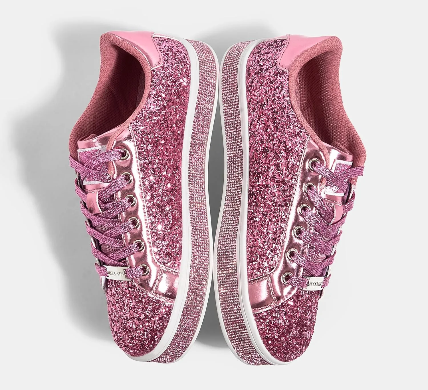 LUCKY STEP Women's Platform Glitter Sneakers | Sparkly Bling Shiny Dressy Bedazzled Wedding Bridal Fashion Walking Shoes
