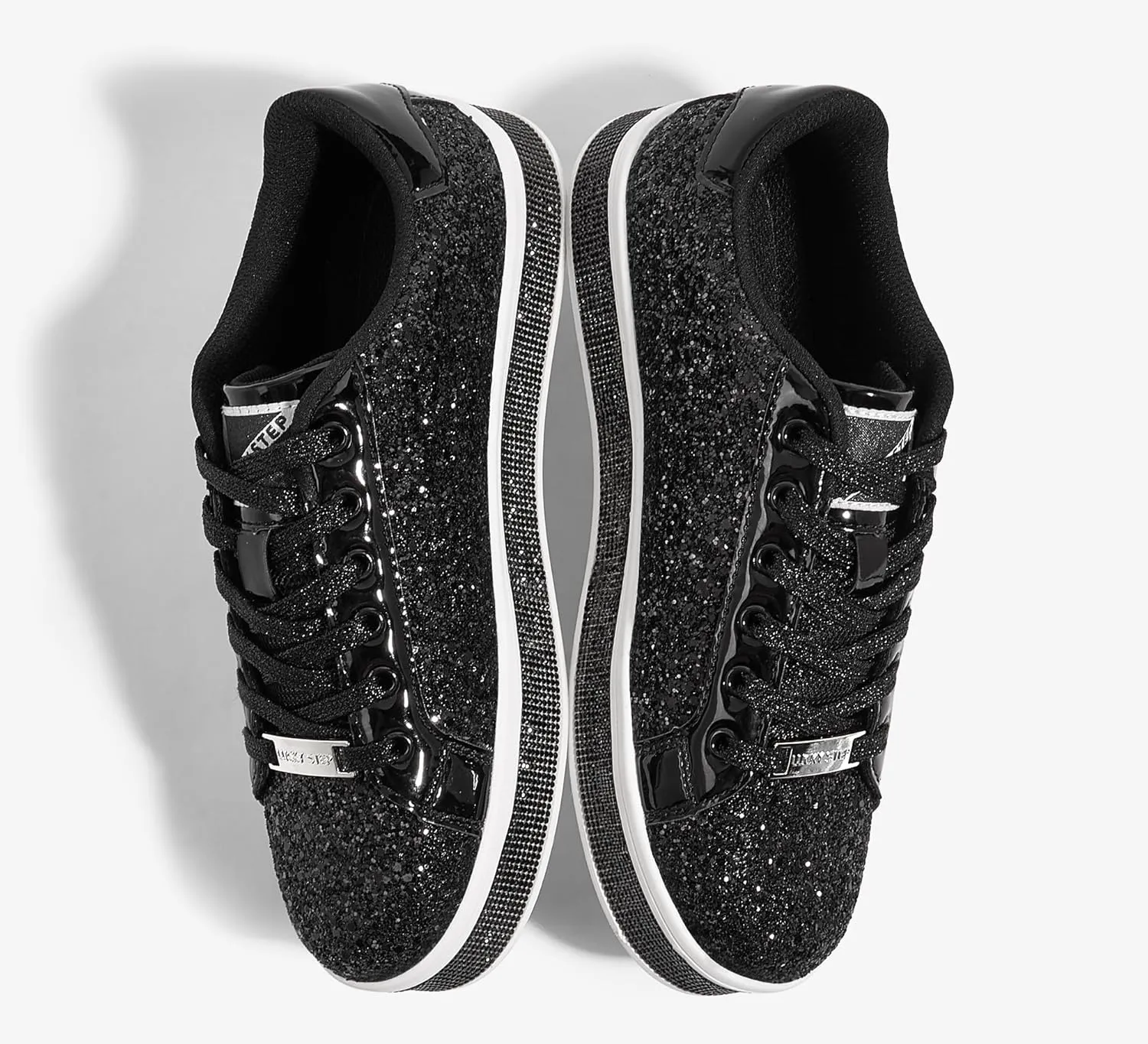 LUCKY STEP Women's Platform Glitter Sneakers | Sparkly Bling Shiny Dressy Bedazzled Wedding Bridal Fashion Walking Shoes