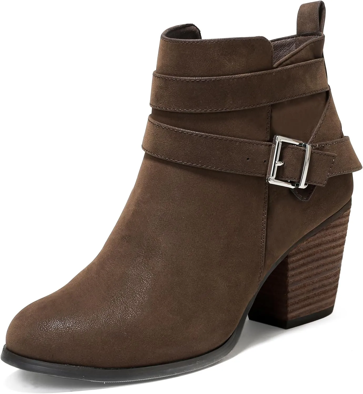 Luoika Women's Wide Width Ankle Boots, Extra Wide Mid Heel Side Zipper Booties.