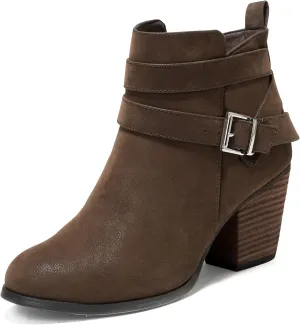 Luoika Women's Wide Width Ankle Boots, Extra Wide Mid Heel Side Zipper Booties.