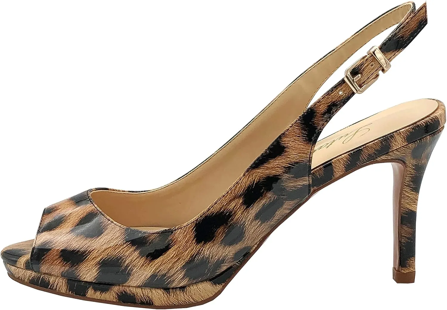 Lutalica W Women's Patent Leather Comfort Platform High Heel Slingback Sandals Sexy Peep Toe Stiletto High Heel Pumps