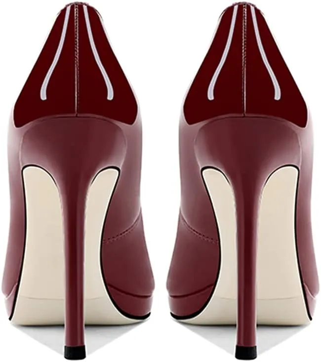 Lutalica W Women's Patent Leather Pointed Toe Sexy Platform High Heel Stiletto Dress Pumps for Party Nightclub Wedding