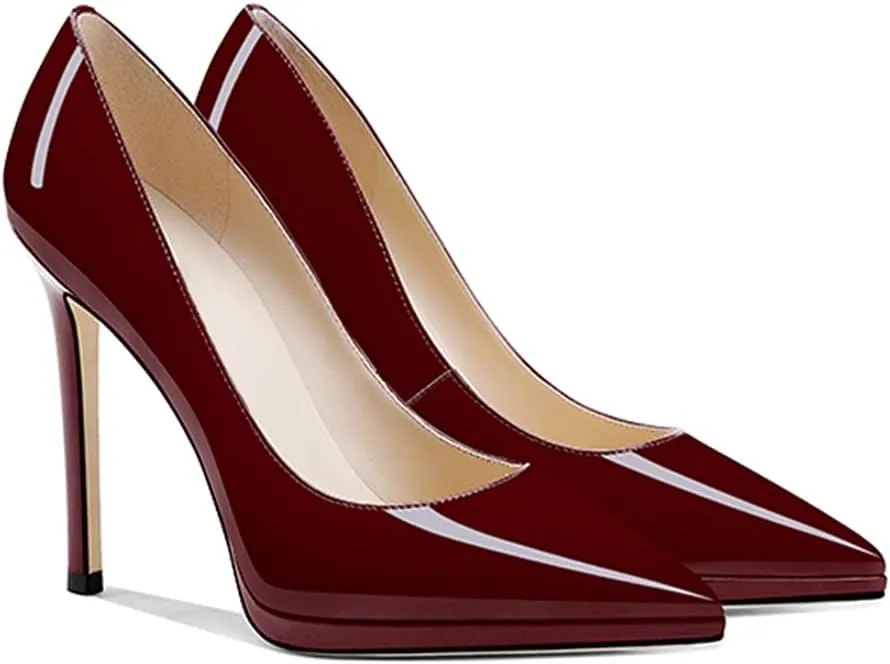 Lutalica W Women's Patent Leather Pointed Toe Sexy Platform High Heel Stiletto Dress Pumps for Party Nightclub Wedding