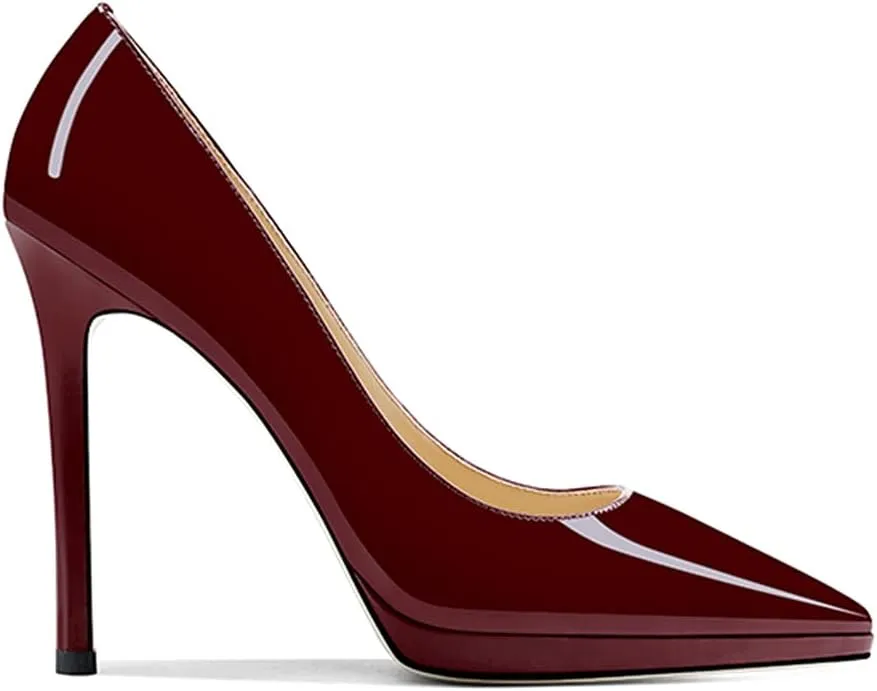 Lutalica W Women's Patent Leather Pointed Toe Sexy Platform High Heel Stiletto Dress Pumps for Party Nightclub Wedding