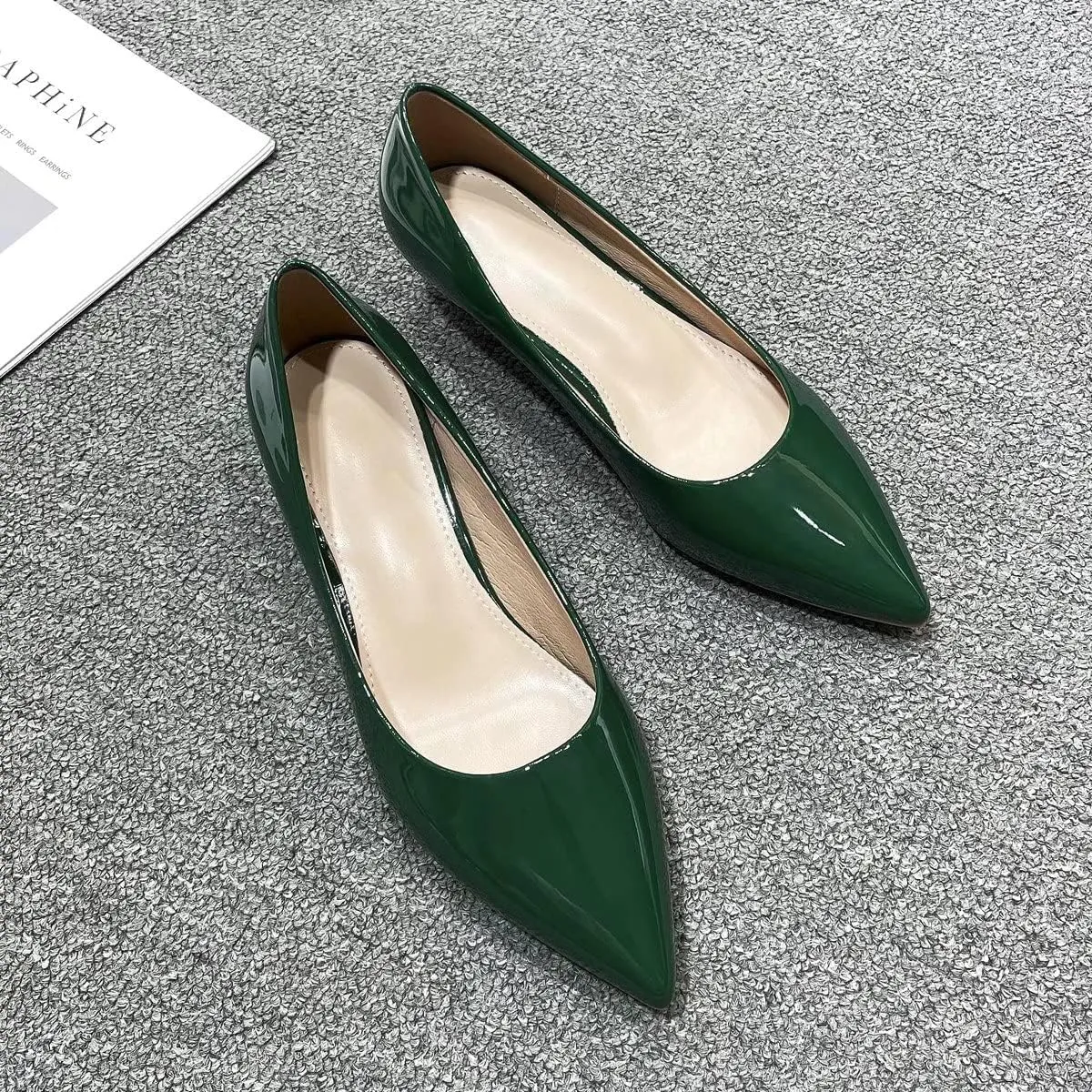 LUXINYU Women's Classic Fashion Pointed Toe Kitten Heel Dress Pumps Shoes Comfort Low Heel Work Shoes
