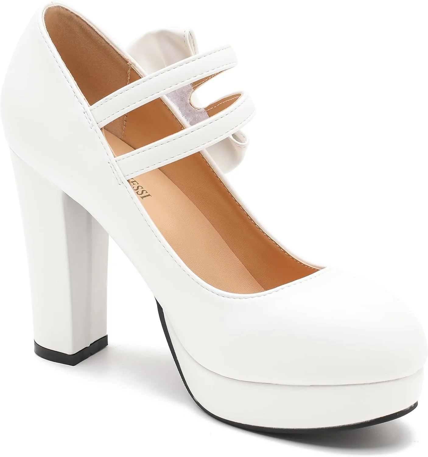 MAIERNISI JESSI Women's Bow Heel Pumps Platform High Heeled Wedding Dress Shoes