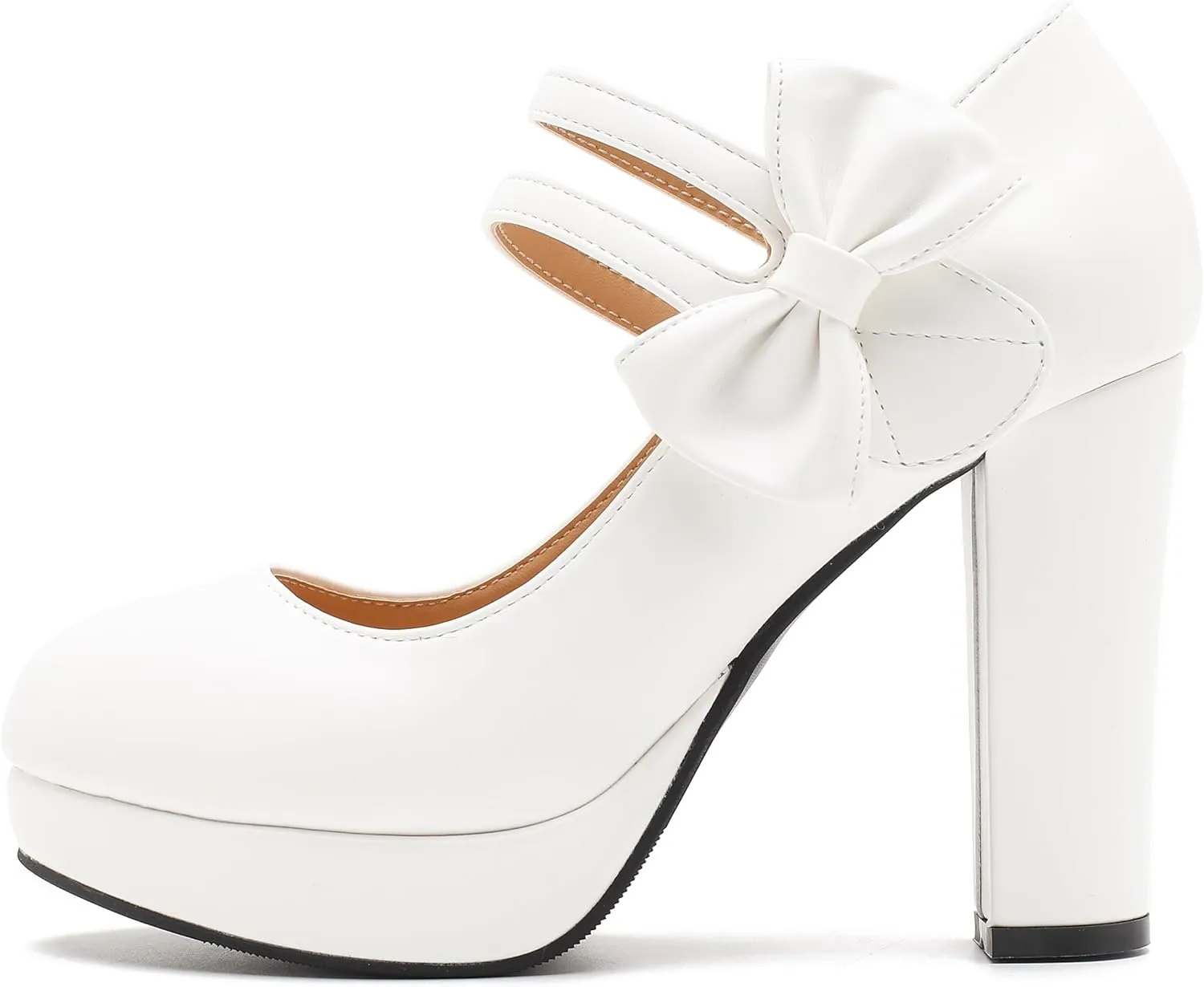 MAIERNISI JESSI Women's Bow Heel Pumps Platform High Heeled Wedding Dress Shoes